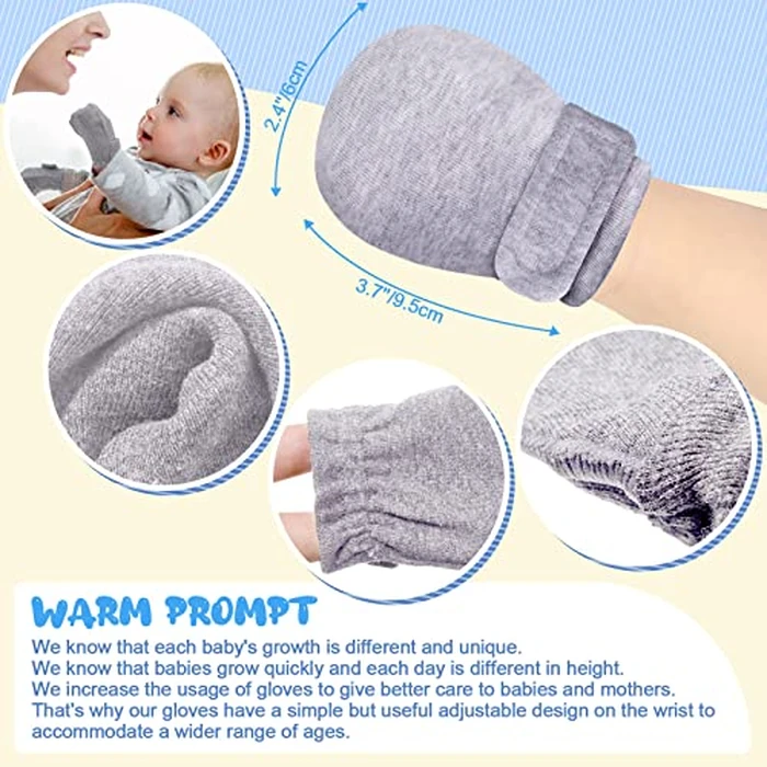 Newcotte Adjustable Baby Mittens No Scratch Newborn Cotton Breathable Warm Gloves Baby Mitts for Boys Kids(Light Pink) by Newcotte - Image 5