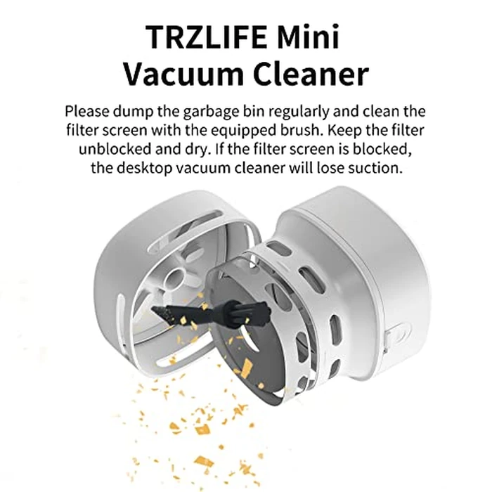 TRZLIFE USB Rechargeable Mini Desk Crumb Vacuum, Portable Cordless Desktop Cleaner for Keyboard, Desktop, Countertop, Drawer, Ideal Office Accessory, Pink by TRZLIFE - Image 7