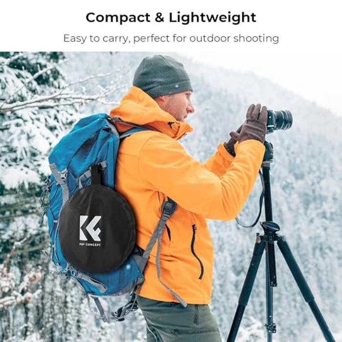 K&F CONCEPT 5-in-1 Light Reflector with Grip 22"(60cm) Photography Diffuser Collapsible Portable for Studio and Outdoor Lighting Gold Silver White Black Translucent by K&F CONCEPT - Image 6