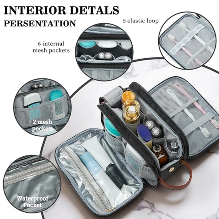 YOOLIFE Mens Toiletry Travel Bag - Toiletry Bag for Men | Gifts for Boyfriend Personalized Gifts for Men Father Husband | Travel Accessories Toiletries Water Resistant Dopp Kit Letter K Black by YOOLIFE - Image 5