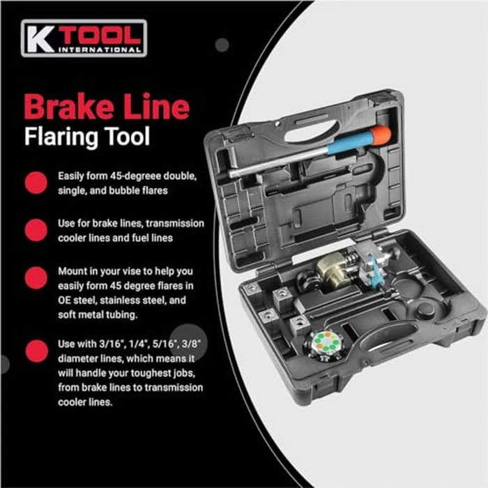 K Tool International 70081 Vise Mounted Flaring Tool Forms 45 Degree Double Single and Bubble Flares for 3/16 1/4 5/16 and 3/8 Lines with Turret Mounted Dies and T Handle Clamp by K Tool International - Image 6