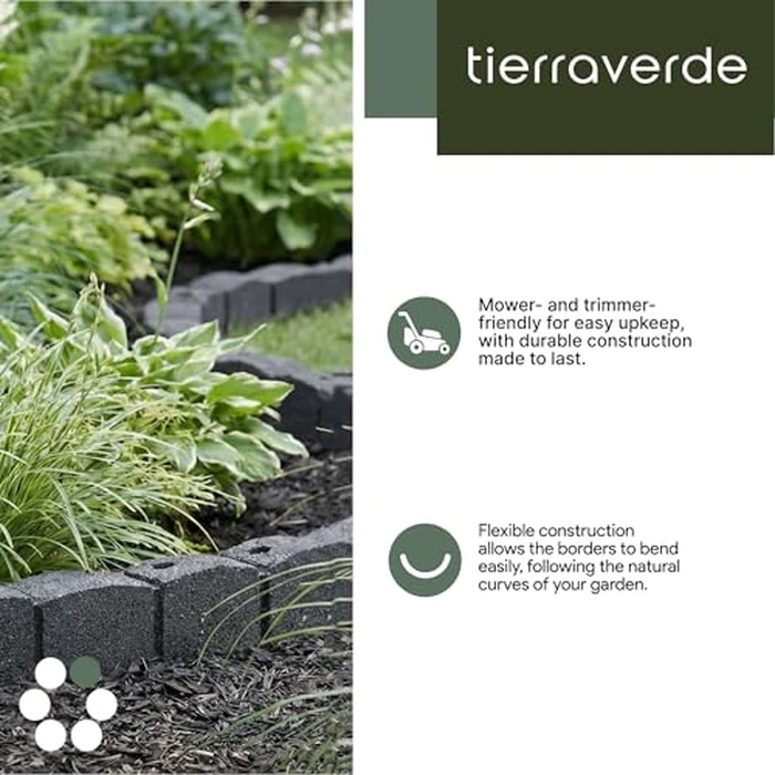 Ezborder 3.25in H x 48in L x 3.24in D Roman Stone Recycled Rubber Garden Border Kit in Grey, 2-Pack by Tierra Verde - Image 3