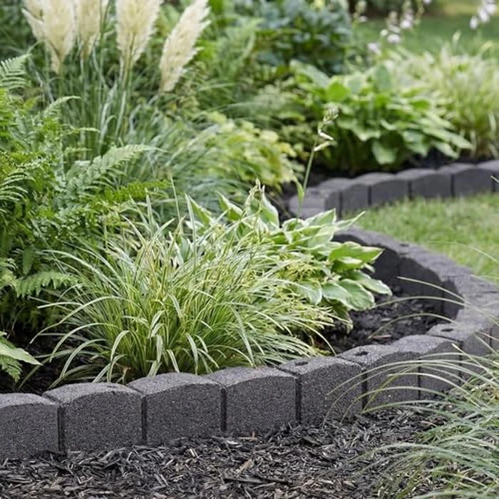 Ezborder 3.25in H x 48in L x 3.24in D Roman Stone Recycled Rubber Garden Border Kit in Grey, 2-Pack by Tierra Verde - Image 5