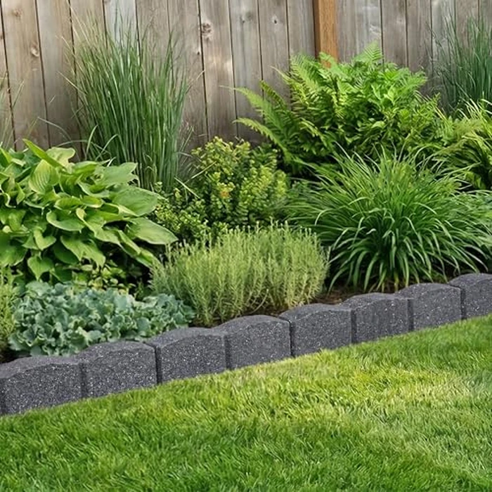 Ezborder 3.25in H x 48in L x 3.24in D Roman Stone Recycled Rubber Garden Border Kit in Grey, 2-Pack by Tierra Verde - Image 6