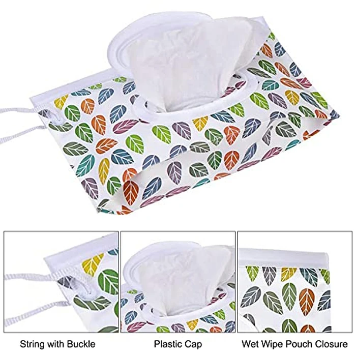 Tissue Box Water Diapers Baby Toilet Baby Water Diapers with Lid Baby Wipes Dispenser Pouch with Lids Baby Wipe Holder Keeps Wipes Fresh Simple Style Wipe Container Regular Storage(Green+2 pouches) by WADY - Image 5