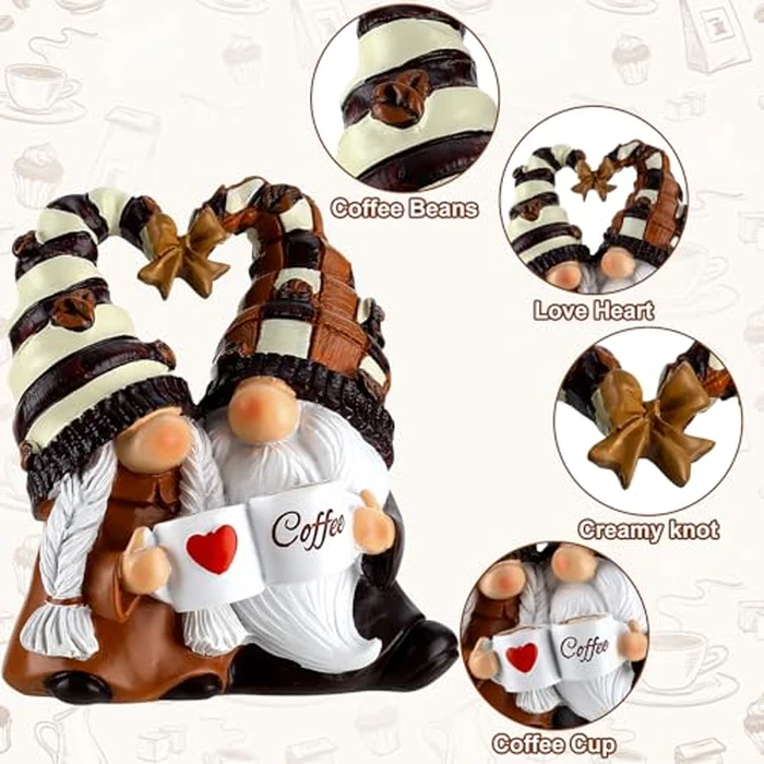 J JULONE Coffee Bar Decor Gnomes - Handcrafted Resin Gnome Figurine for Home, Tiered Tray & Table Ornaments - All-Season Spring Summer Fall Decor, for Coffee Lovers by J JULONE - Image 2