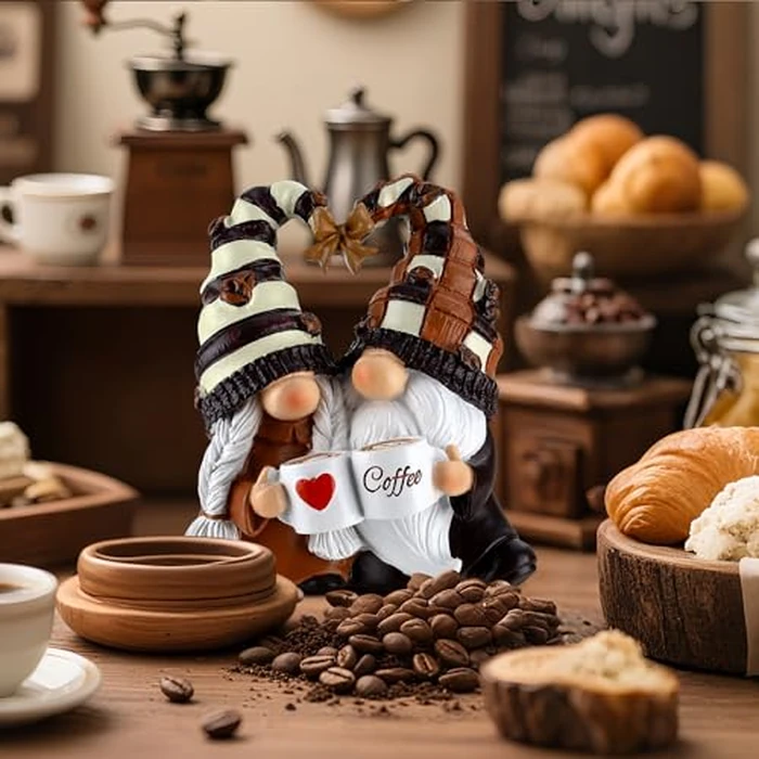 J JULONE Coffee Bar Decor Gnomes - Handcrafted Resin Gnome Figurine for Home, Tiered Tray & Table Ornaments - All-Season Spring Summer Fall Decor, for Coffee Lovers by J JULONE - Image 3