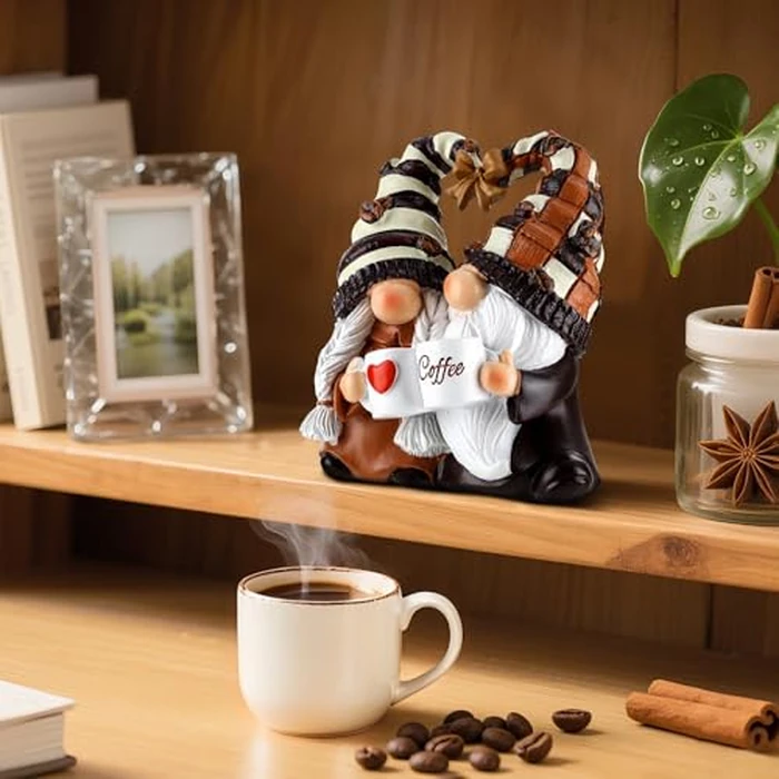 J JULONE Coffee Bar Decor Gnomes - Handcrafted Resin Gnome Figurine for Home, Tiered Tray & Table Ornaments - All-Season Spring Summer Fall Decor, for Coffee Lovers by J JULONE - Image 4
