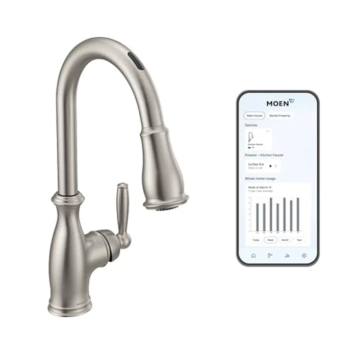 Moen 7185EVSRS Brantford U by Moen Smart Pulldown Kitchen Faucet with Voice Control and MotionSense, Spot Resist Stainless by Moen - Image 1