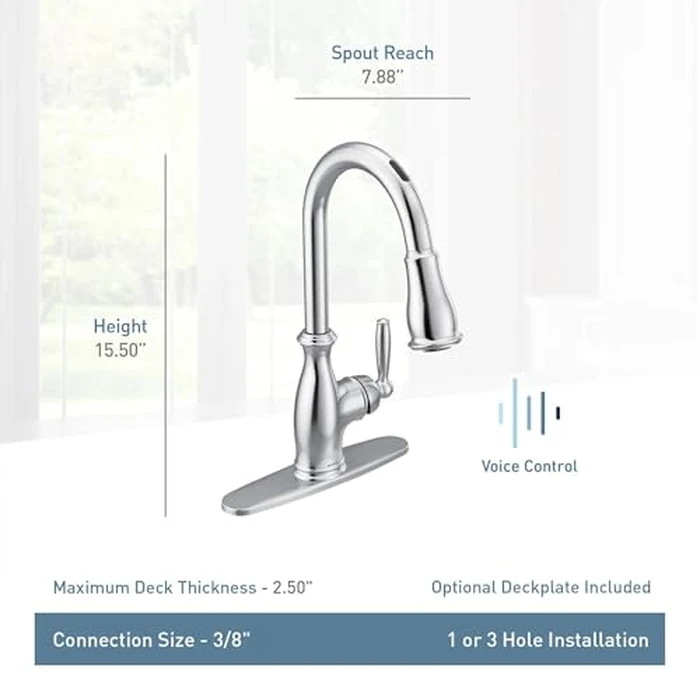 Moen 7185EVSRS Brantford U by Moen Smart Pulldown Kitchen Faucet with Voice Control and MotionSense, Spot Resist Stainless by Moen - Image 4