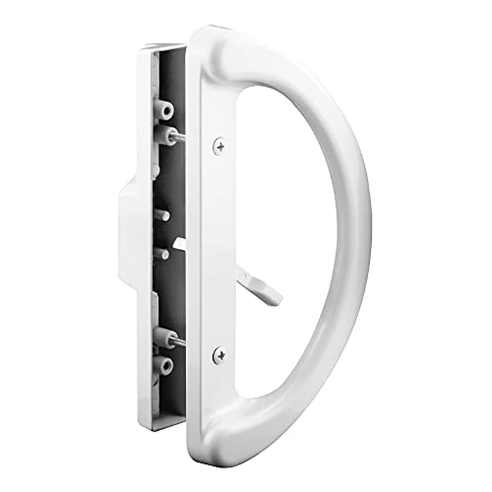 Prime-Line C 1225 Mortise Style Sliding Patio Door Handle Set - Replace Old or Damaged Door Handles Quickly and Easily - White Diecast, Non-Keyed, Fits 3-15/16” Hole Spacing (1 Set) by PRIME-LINE - Used - Very Good condition