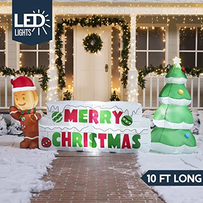 Joiedomi 10 FT Christmas Inflatable Gingerbread Man & Christmas Tree, Holiday Inflatable Outdoor Decoration with Build-in LEDs Blow Up for Xmas, Party Indoor, Outdoor, Yard, Garden, Lawn Décor by Joiedomi - Image 2