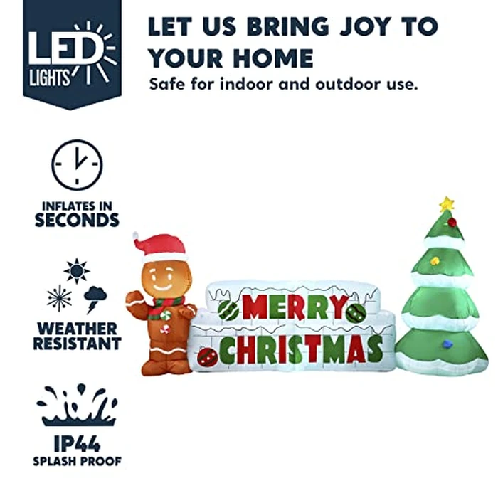 Joiedomi 10 FT Christmas Inflatable Gingerbread Man & Christmas Tree, Holiday Inflatable Outdoor Decoration with Build-in LEDs Blow Up for Xmas, Party Indoor, Outdoor, Yard, Garden, Lawn Décor by Joiedomi - Image 3