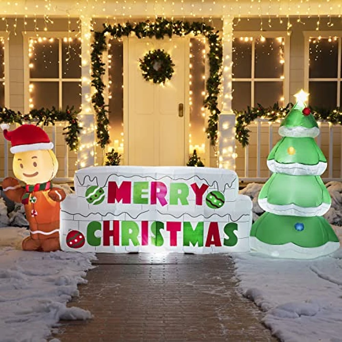 Joiedomi 10 FT Christmas Inflatable Gingerbread Man & Christmas Tree, Holiday Inflatable Outdoor Decoration with Build-in LEDs Blow Up for Xmas, Party Indoor, Outdoor, Yard, Garden, Lawn Décor by Joiedomi - Image 4
