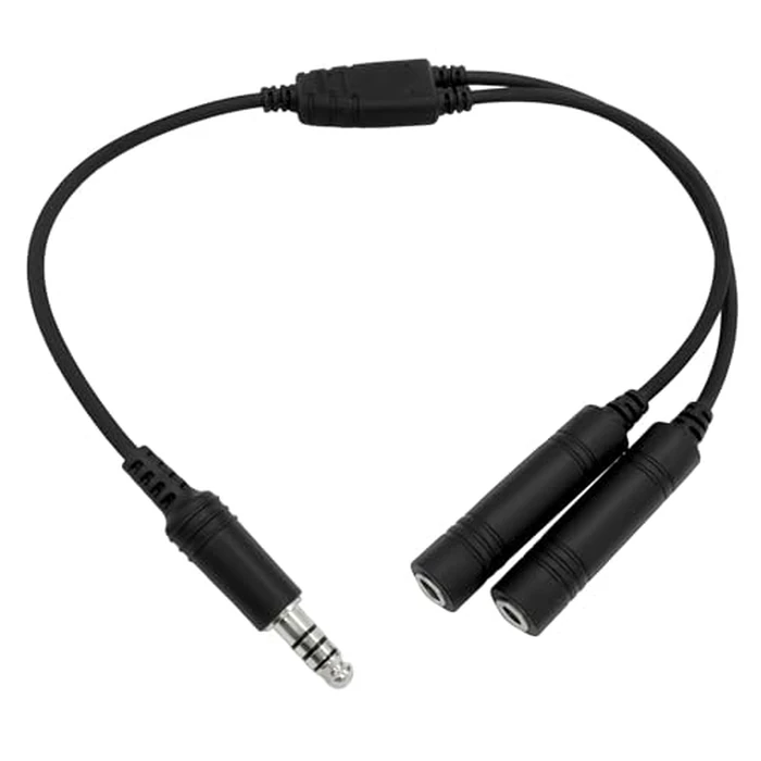 JUYODE GA Dual Plugs General Aviation Headset to U174/U Helicopter Headphone Adapter Tactical Earmuff Connector 7.1 mm Civilian Wiring Pilot Aircraft Plane Extension Converter Cable Cord by JUYODE - Image 1