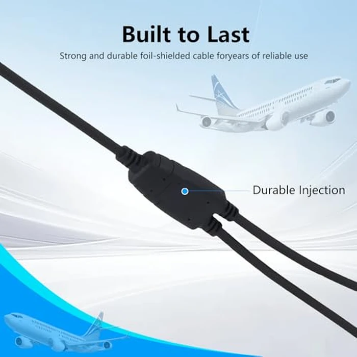 JUYODE GA Dual Plugs General Aviation Headset to U174/U Helicopter Headphone Adapter Tactical Earmuff Connector 7.1 mm Civilian Wiring Pilot Aircraft Plane Extension Converter Cable Cord by JUYODE - Image 5