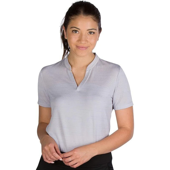Three Sixty Six Women's Short Sleeve Collarless Golf Polo Shirt - S - Midtown Gray by Three Sixty Six - Image 2
