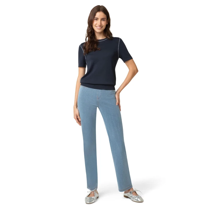 No nonsense Women's Knit Denim Straight Leg Legging Pull-On Pants, Light Denim, 1X by No Nonsense - Image 4