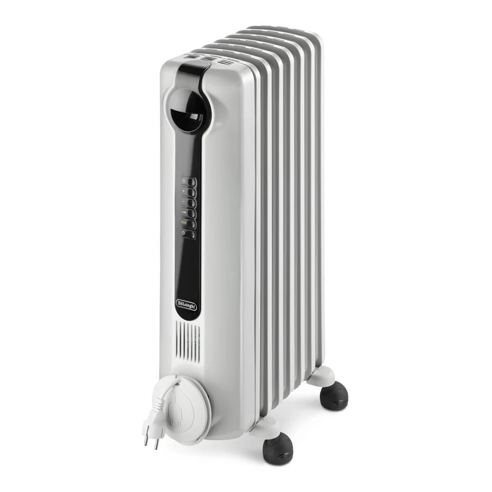 De'Longhi Oil-Filled Radiator Space Heater, Full Room Quiet 1500W, Adjustable Thermostat, 3 Heat Settings, Digital Timer, ECO Energy Saving Mode, Safety Features, Light Gray, Radia S TRRS0715ECA by De'Longhi - Used - Very Good condition