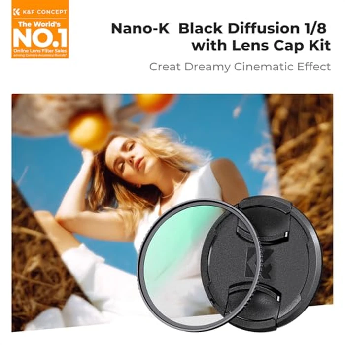 K&F CONCEPT 55mm Black Diffusion 1/8 Filter + Lens Cap, Mist Cinematic Effect Filter with 18 Multi-Layer Coatings for Video/Vlog/Portrait Photography (K-Series) by K&F CONCEPT - Image 2