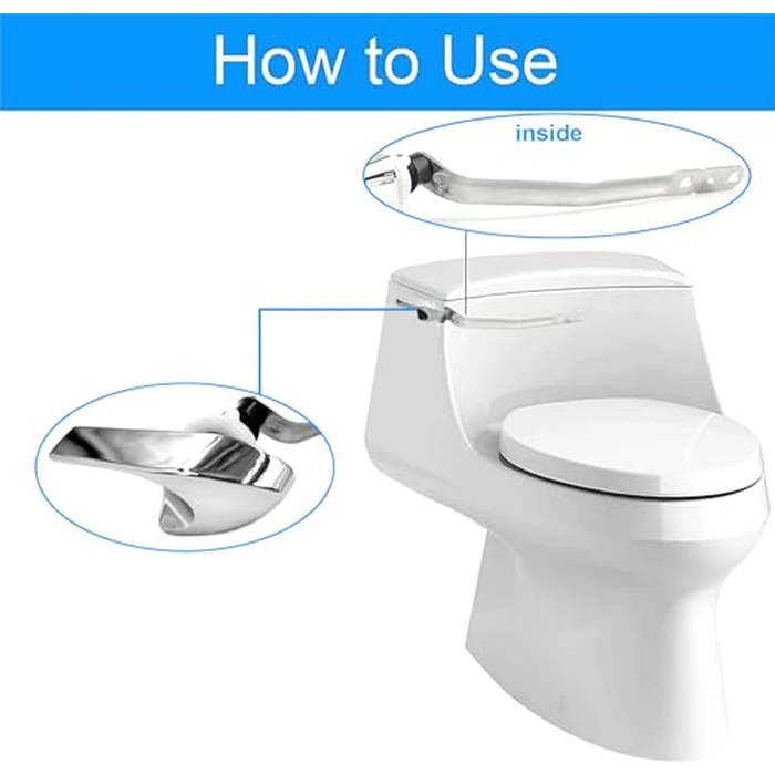 Universal Side Mount Toilet Handle Fit for Kohler 87115-CP, Left Toilet Flusher Replacement Kit Compatible with Kohler/TOTO Toilet Tank, Polish Chrome, 1-Pack by TOILTOBLE - Image 4