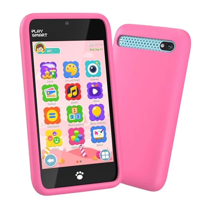 MOMILLA Kids Phone for Girls, 3.97" Touchscreen Kids Smart Phone, Toy Phones with 200+ Games, Dual Camera, Parent Mode, 16GB Card, White Noise, Silicone Case, Birthday Gift for Girls by MOMILLA - Image 1