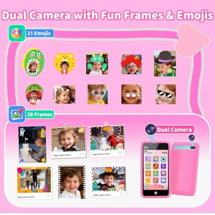 MOMILLA Kids Phone for Girls, 3.97" Touchscreen Kids Smart Phone, Toy Phones with 200+ Games, Dual Camera, Parent Mode, 16GB Card, White Noise, Silicone Case, Birthday Gift for Girls by MOMILLA - Image 4