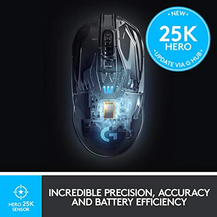 Logitech G903 Lightspeed Wireless Gaming Mouse w/Hero 25K Sensor, 140+ Hour with Rechargeable Battery and LIGHTSYNC RGB. POWERPLAY Compatible, Ambidextrous, 107g+10g Optional, 25,600 DPI by Logitech G - Image 5