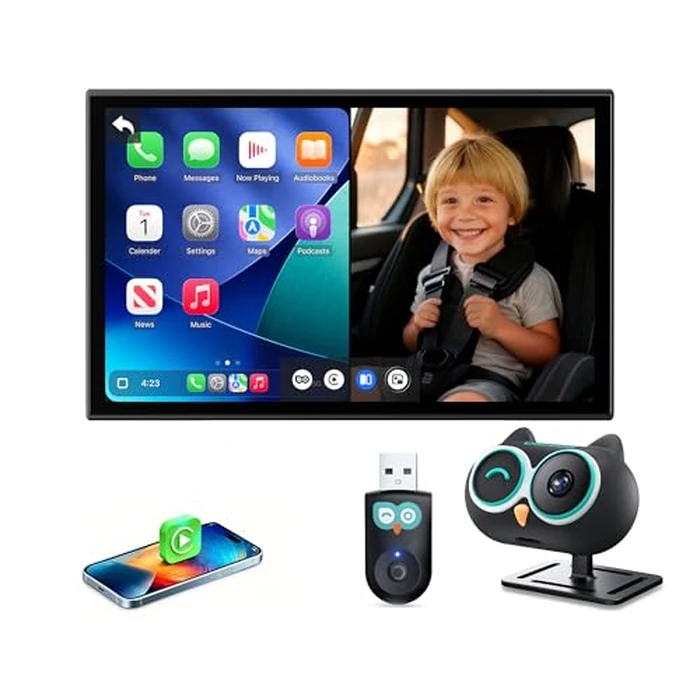 OTTOCAST Baby Car Camera Displaying on Car Screen,1080P Clear No-Glow Night Vision,Split-Screen Navigation,150 degreesWide Angle,Car Baby Monitor with Built-in Wireless CarPlay Cabin Care Car Adapter 2026 by OTTOCAST - Used - Like New condition - US$104.49