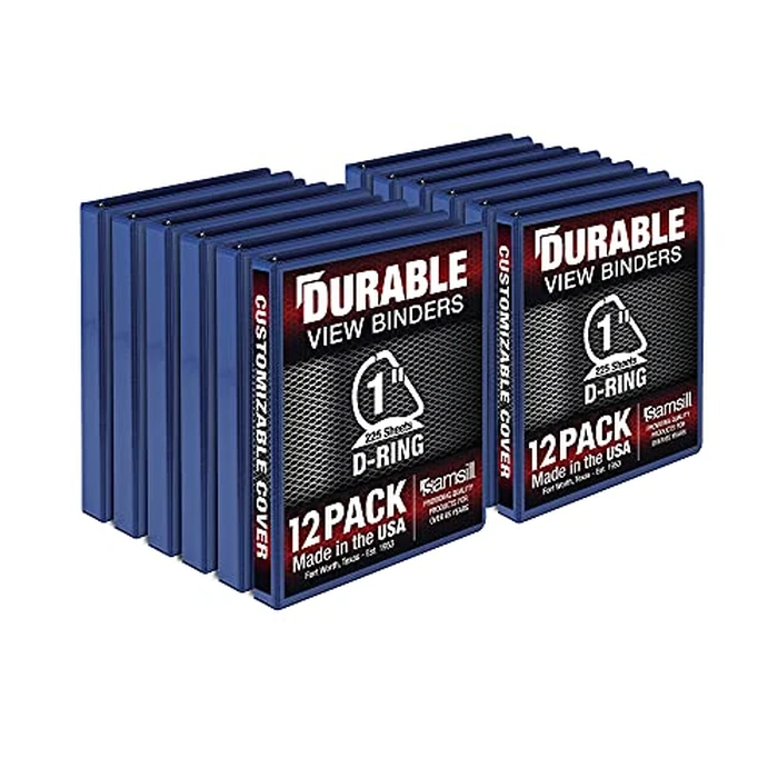 Samsill Durable 1 inch 3 Ring Binder, Made in USA, D Ring Binder, FSC 100% Recycled Chipboard, Blue, 12 Pack by Samsill - Used - Very Good condition - CA$35.39