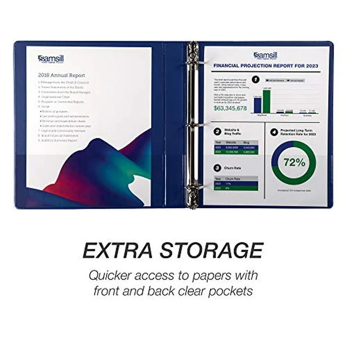 Samsill Durable 1 inch 3 Ring Binder, Made in USA, D Ring Binder, FSC 100% Recycled Chipboard, Blue, 12 Pack by Samsill - Image 4