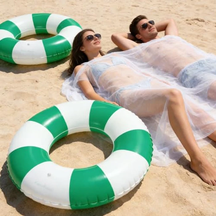 4PCS Floats for Adults Rings Striped Pool Float Large Swim Ring for Adults,30 Inch Classic Striped Teens Adult Inner Tubes Summer Beach Bachelorette Party (Q-Green Striped,4) by WAYTOSUC - Image 4