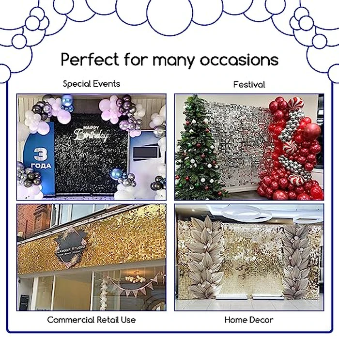 COKAOBE Rainbow Blue Shimmer Wall Backdrop 24PCS Square Sequin Shimmer Backdrop Panels, Photo Backdrops for Baby Shower Mermaid Unicorn Birthday Anniversary Wedding Decoration (Rainbow Blue) by COKAOBE - Image 5