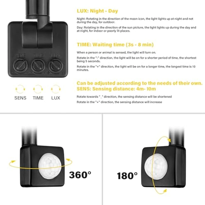 Willpower 2pcs LED Floodlight 20W 2000lm LED Security Lights Outdoor with Motion Sensor LED Work Light IP66 Waterproof PIR Lights White 6000K Wall Light for Garden Garage Court Patio Lawn by Willpower - Image 5