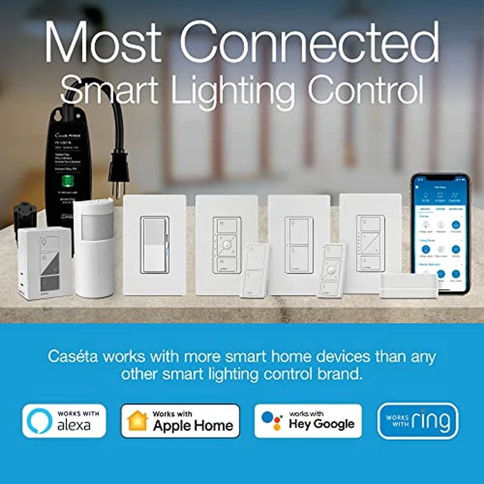 Lutron Caseta Deluxe Smart Light Switch Kit w/Wall Plate and Smart Hub, Compatible w/Alexa, Apple Home, Google Home, Single-Pole/3 Way, 5 Amp, P-BDG-PKG2WS-WH by Lutron - Image 3