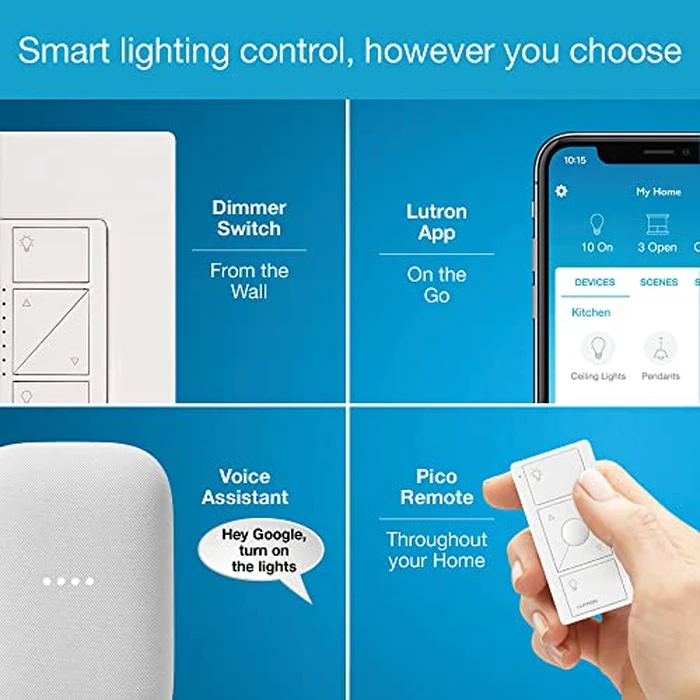 Lutron Caseta Deluxe Smart Light Switch Kit w/Wall Plate and Smart Hub, Compatible w/Alexa, Apple Home, Google Home, Single-Pole/3 Way, 5 Amp, P-BDG-PKG2WS-WH by Lutron - Image 4