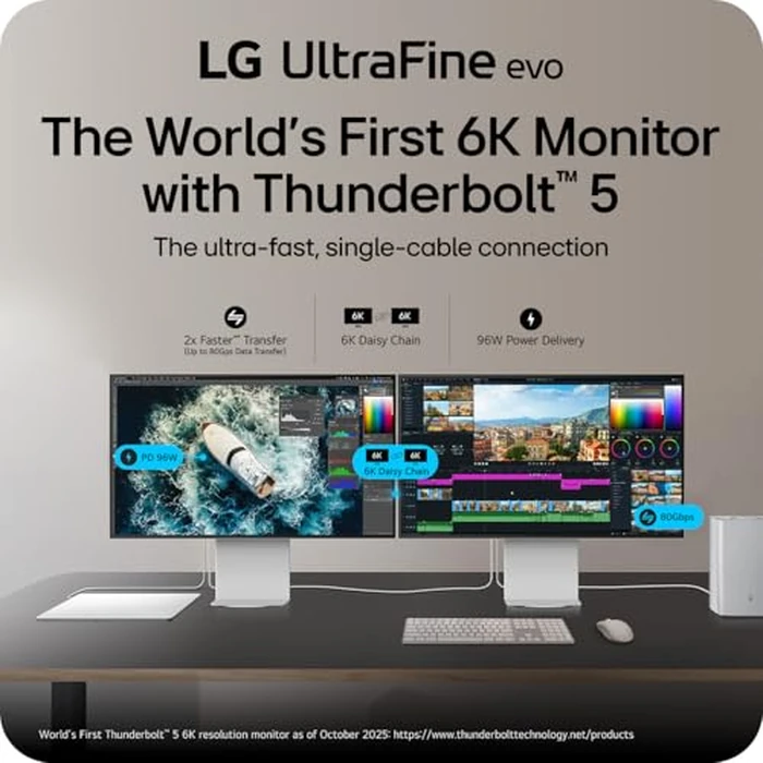 LG UltraFine evo 32U990A-S 32” 6K (6144x3456), 224PPI, Nano IPS Thunderbolt(TM) 5, DisplayHDR(TM) 600, 2000:1 Contrast, 98% DCI-P3, 99.5% Adobe RGB, Pro Creator Display for Mac & PC with Built-in KVM Swtich by LG - Image 4