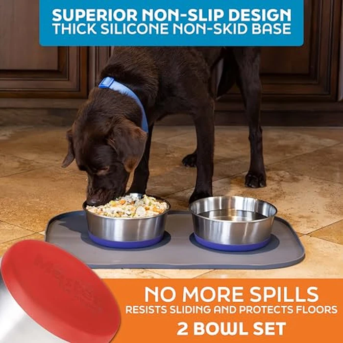 Master Pet Supply Stainless Steel Dog Bowls Set of 2 with Extra Thick Silicone Base - 8 Cup (64 oz) Crimson Red, Non-Slip, Dishwasher Safe Metal Bowls, Pet Dog Food Bowl for Dogs, Cats, Anti Rust by Master Pet Supply - Image 5