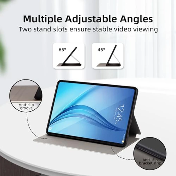 Nuouxoco Premium PU Leather Cover for Samsung Galaxy Tab E 2015 (SM-T560/T561/T565/T567), Shockproof Protective Case with Folding Stand and Auto Wake/Sleep, Black Flowers by Nuouxoco - Image 3