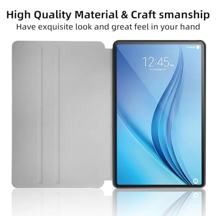 Nuouxoco Premium PU Leather Cover for Samsung Galaxy Tab E 2015 (SM-T560/T561/T565/T567), Shockproof Protective Case with Folding Stand and Auto Wake/Sleep, Black Flowers by Nuouxoco - Image 6