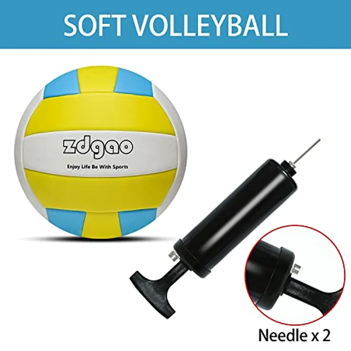 Outdoor Portable Volleyball Net System - Adjustable Height Poles with Soft Volleyball Ball, Pump, Hammer, Boundary Line, and Carry Bag for Backyard, Beach, Lawn by Zdgao - Image 8