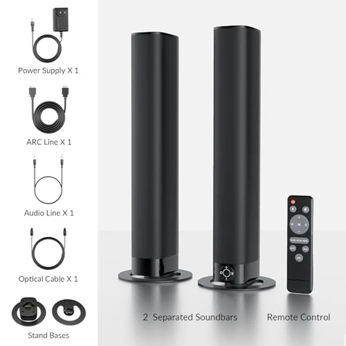 Assistrust Sound Bar for Smart TV, Soundbar with Bluetooth/ARC/Opt/AUX Connect, Auto Volume Boost, 3 Equalizer Modes, 2 in 1 Detachable Soundbar for TV/PC/Gaming/Projectors by Assistrust - Image 8