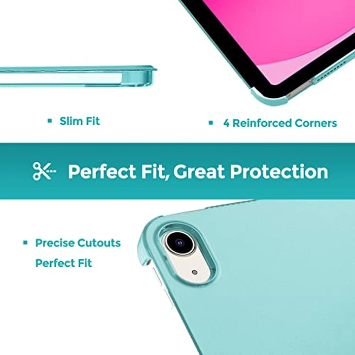 ProCase for iPad (A16) 11th Generation 11 Inch 2025/ iPad 10th Generation 10.9 Inch 2022 Case, Slim Smart Cover with Translucent Hard Shell Back, Supports Touch ID, Auto Wake/Sleep -Aqua by ProCase - Image 6