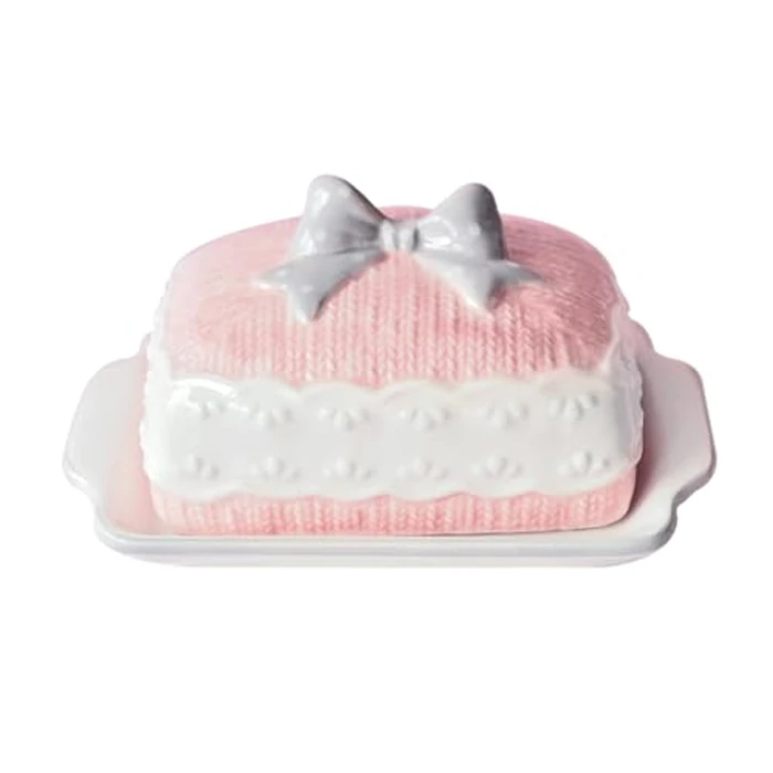 Ceramic Butter Dish with Lid, Creative Pink Butter Keeper for Bread Lovers Breakfast Kitchen Counter, Dishwasher Safe by Lifenanny - Image 1