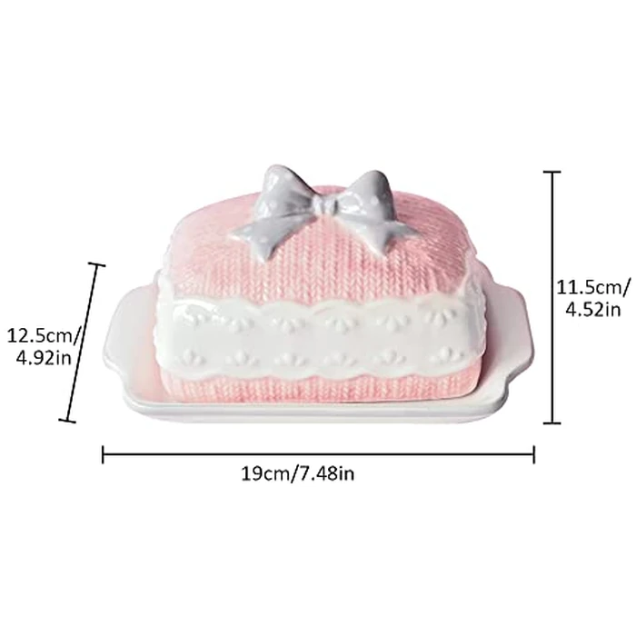 Ceramic Butter Dish with Lid, Creative Pink Butter Keeper for Bread Lovers Breakfast Kitchen Counter, Dishwasher Safe by Lifenanny - Image 2