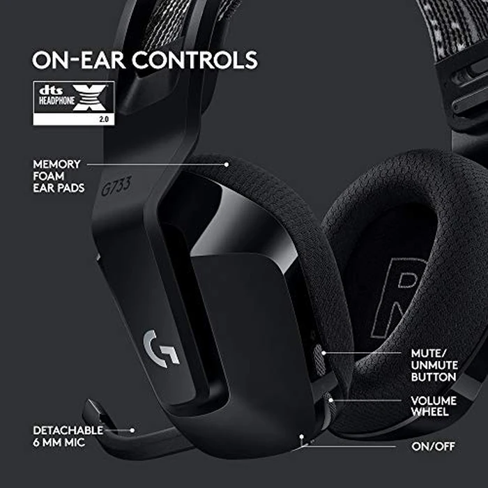 Logitech G733 Lightspeed Wireless Gaming Headset, Suspension Headband, Lightsync RGB, Blue VO!CE Mic, PRO-G Audio - Black, Gaming Headset Wireless, PC, PS5, PS4, Switch Compatible by Logitech G - Image 6