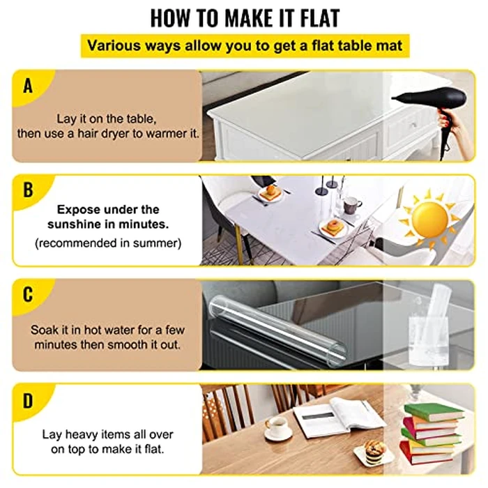 VEVOR Plastic Table Cover 36 x 60 Inch, 2 mm Thick Clear Table Protector, Rectangle Clear Desk Mat, Waterproof & Easy Cleaning for Office Dresser Night Stand by VEVOR - Image 7