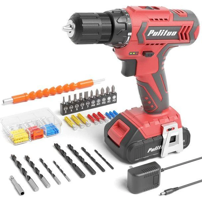 Pulituo DC-7120S Cordless Drill Set 20V Electric Battery and Charger - Red by Pulituo - Refurbished - Excellent condition