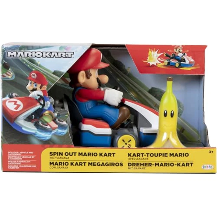 Super Mario Spin Out Mariokart Mario Racer Vehicle with 360 Spins, Wind Up and Go! Includes One 2.5” Mario Action Figure by Super Mario - Image 2