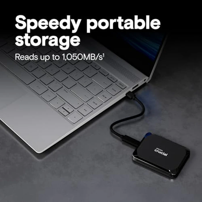 Crucial X9 4TB Portable SSD, Up to 1050MB/s, USB 3.2 USB-C, External Solid State Drive, Compatible with Windows, Mac, & Android, Reliable Storage for Games, Files, & Backups, Black - CT4000X9SSD902 by Crucial - Image 2